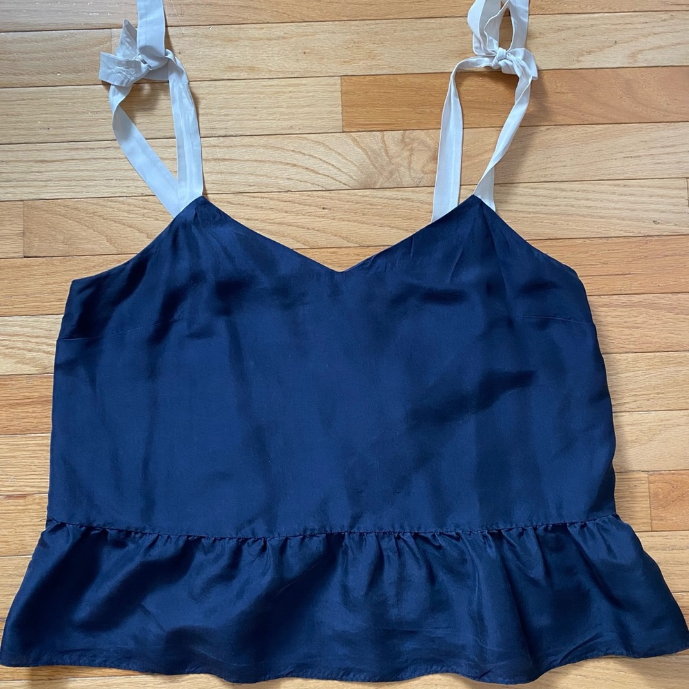 J. Crew Silk Peplum Tank with Bow Ties